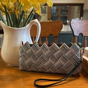 Stylish Black and White Wristlet Clutch